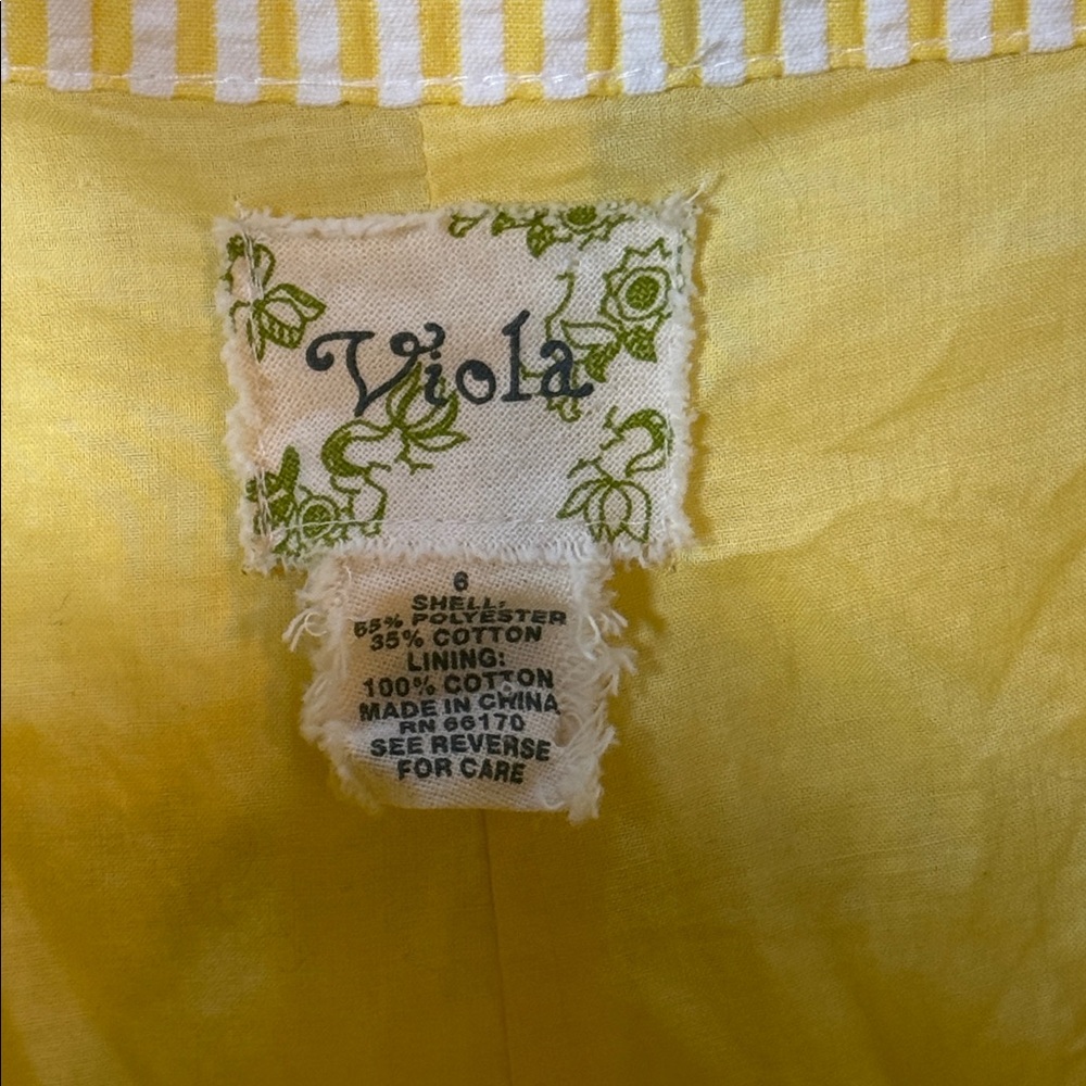 Anthropologie Viola Yellow Seersucker Bow Dress Lemon Stripe Size 6 - Picture 5 of 10
